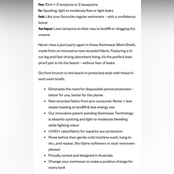 Modibodi Teen Period Proof Swim Bikini Brief Navy Size 14-16 - Picture 5 of 5